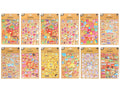 assorted colourful 3D stickers; themes include animals, emojis, hearts, vehicles; stickers on brown kraft packaging card; stickers have raised, puffy appearance; varied shapes and sizes;