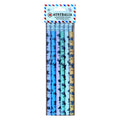 six wooden pencils in pastel colours; each pencil decorated with koala illustrations; erasers attached on pencil tops; clock time markings printed on pencils;