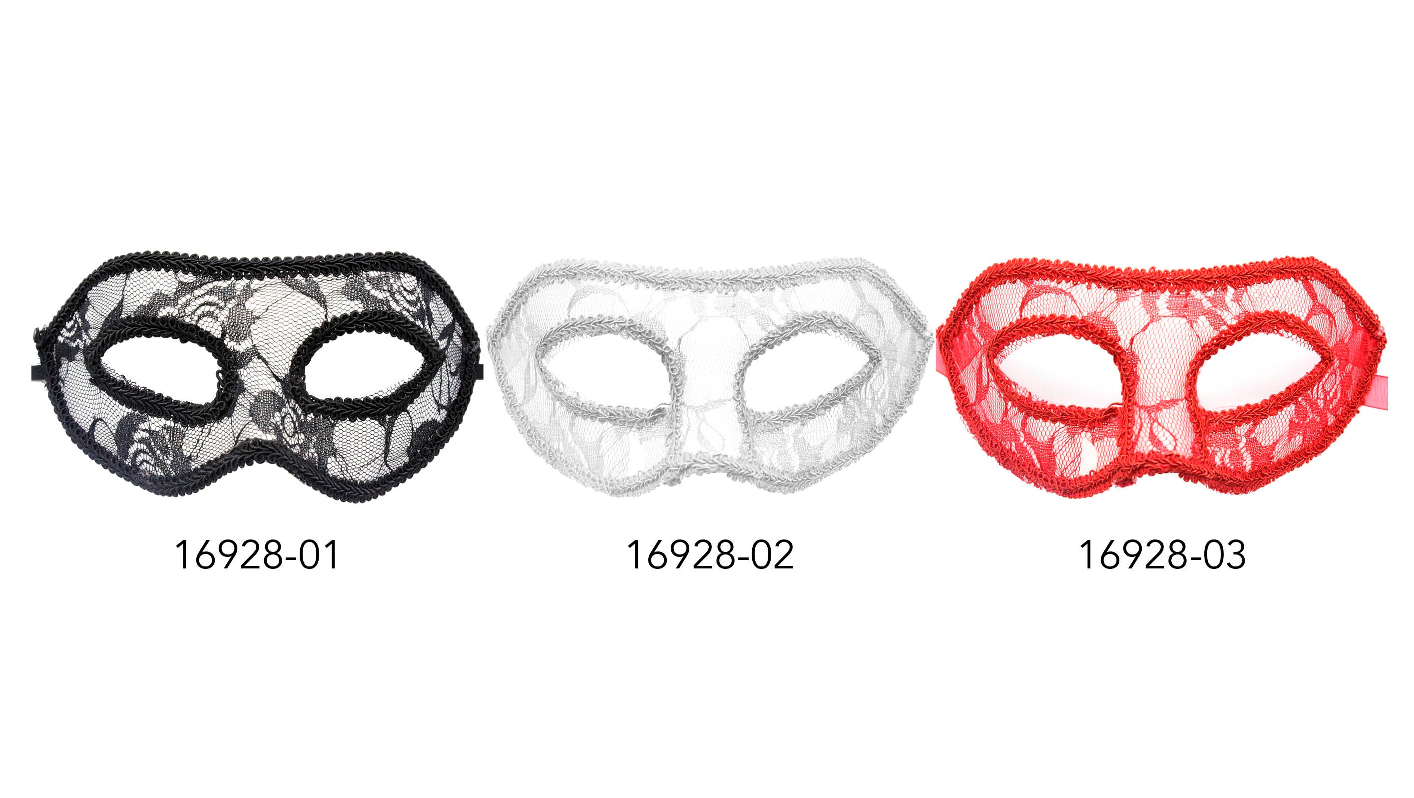 Lace Mask (White); Lace Mask (Red);