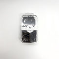 Black hair elastics in a compact clear plastic box; White band label around the box with brand name "CONNICE"; Rectangular clamshell-style packaging; Elastics appear flat and smooth in finish;