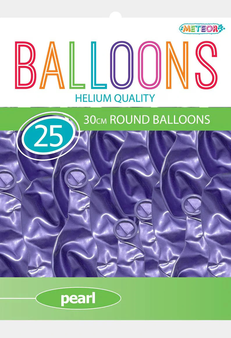 lavender colour; round shape; pearl finish; pack of 25 balloons;