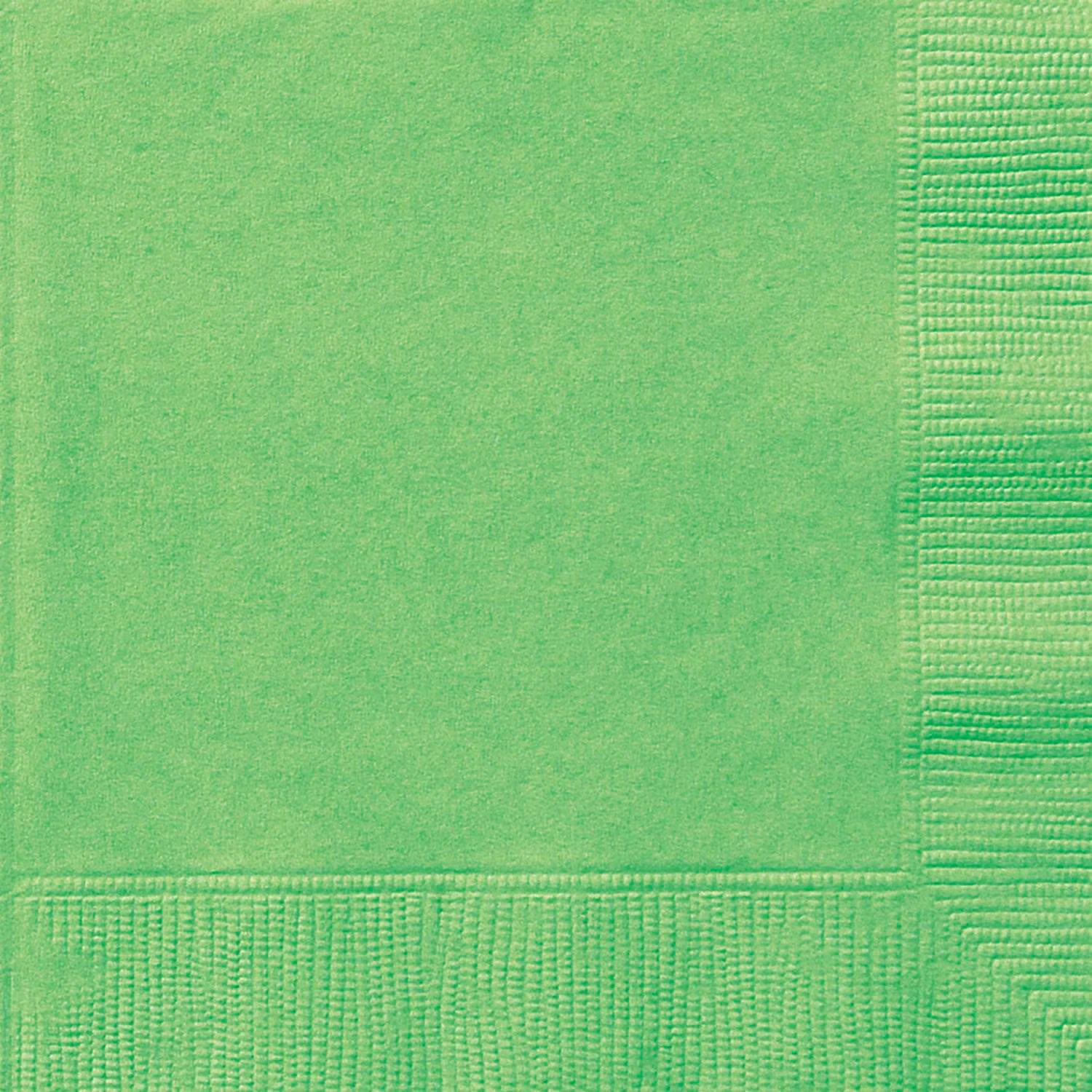 bright lime green colour; square shape; textured edges; paper material; package contains 20 napkins;