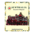 PVC material; red and black colour scheme; Melbourne cityscape design; packaged on floral card backing; bold cursive and block letter fonts;