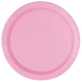 solid pink colour; round shape; paper material; raised rim edge;