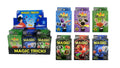 Three colourful boxed magic trick packs; Each pack labelled Magic with star designs; Packs include props like cards, cups, balls; Age recommendation 6+ on packaging;