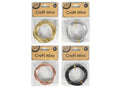 Coiled wire approximately 5 metres long; Four colour options: gold, silver, copper, and black; Each wire pack in clear plastic with brown header card; Header card labelled 'Craft Wire' with 5m length displayed;