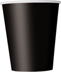 solid black colour; paper material; short tapered shape; white rim;