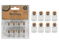 clear glass bottles; cork lids; pack of 8; small size 2.5cm; rectangular bottle shape;