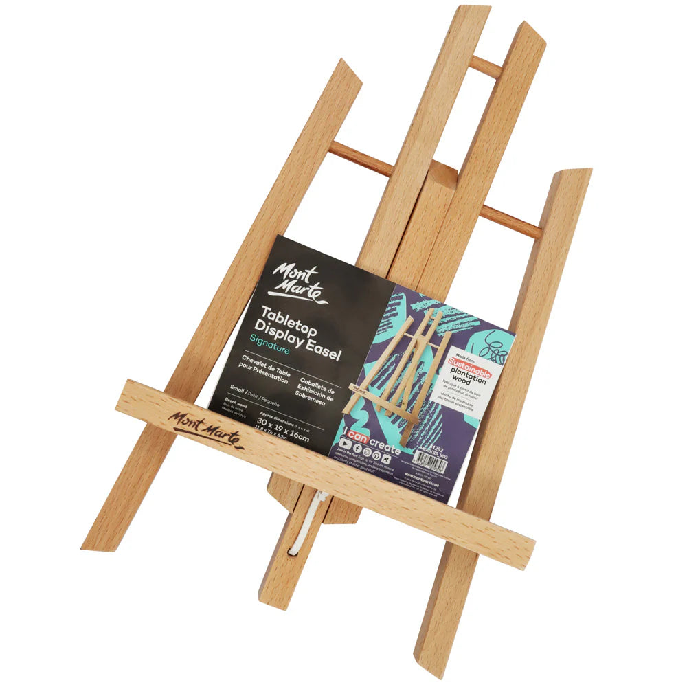light natural beech wood material; simple wooden frame structure; compact tabletop size; rectangular support ledge with brand logo;