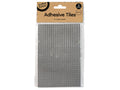 two sheets of small mirror mosaic tiles; each tile approximately 5mm x 5mm; self-adhesive backing visible; packaged in clear plastic bag with cardboard label;