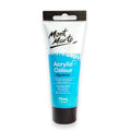 squeeze tube packaging; black cap; blue label matching paint colour; 75ml volume printed; Mont Marte brand logo;