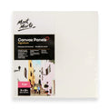 Two square canvas panels; White primed surface; Packaging includes Mont Marte branding; Panel size marked as 8 x 8 inches (20.4 x 20.4 cm);
