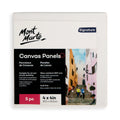 Pack of 5 canvas panels; Square shape; 10.2 x 10.2 cm size; White canvas surface; Packaging shows artwork image;