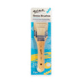 Three flat brushes in sizes 2, 4, and 6; Wooden handles with Mont Marte branding; Natural light-coloured bristles; Packaged on blue and white card backing;