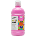 pink coloured paint in bottle; 500ml plastic bottle; label with colorful design; Mont Marte branding;