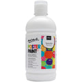 white plastic bottle; 500ml capacity; colourful label with Mont Marte branding; flip-top cap; label shows colourful abstract design;