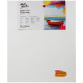 white primed canvas; rectangular pine wood frame; 50x60cm size label; packaging label with boat artwork;