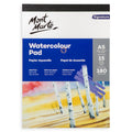 White and blue cover with birch tree watercolor artwork; Labelled A5 size 148.5 x 210 mm; 15 sheets indicated on packaging; 180 gsm paper weight; Brand Mont Marte visible;