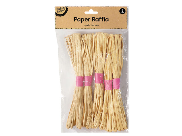 natural beige colour; paper material with a fibrous texture; 5 bundles tied with pink bands; packaged in clear plastic with cardboard header;