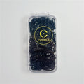 Small black elastic hair bands; Packed in a clear rectangular plastic case; Gold circular logo with the word "CONNICE" on the front; Compact case with flip-top style lid;