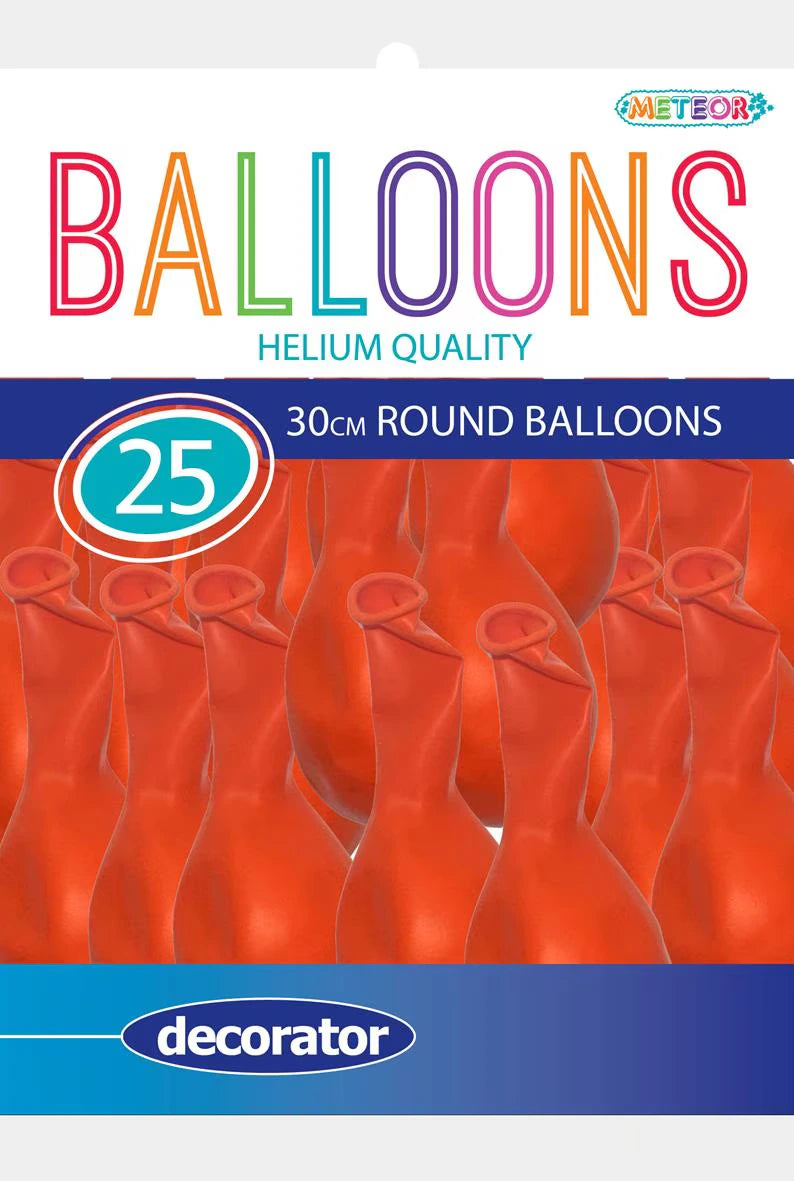 orange colour; round shape; latex material; pack of 25; decorator balloons;