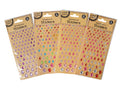 pear drop shaped rhinestones; assorted colours including purple, pink, red, blue, green; rhinestone stickers on kraft card backing; each sheet contains multiple sizes of rhinestones;