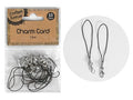 black thin cord; silver lobster clasp; pack of 10 cords; 7.3cm length indicated on packaging; kraft paper style header card;