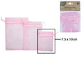 light pink colour; sheer organza fabric; drawstring closure; rectangular shape; pack of six in clear packaging;