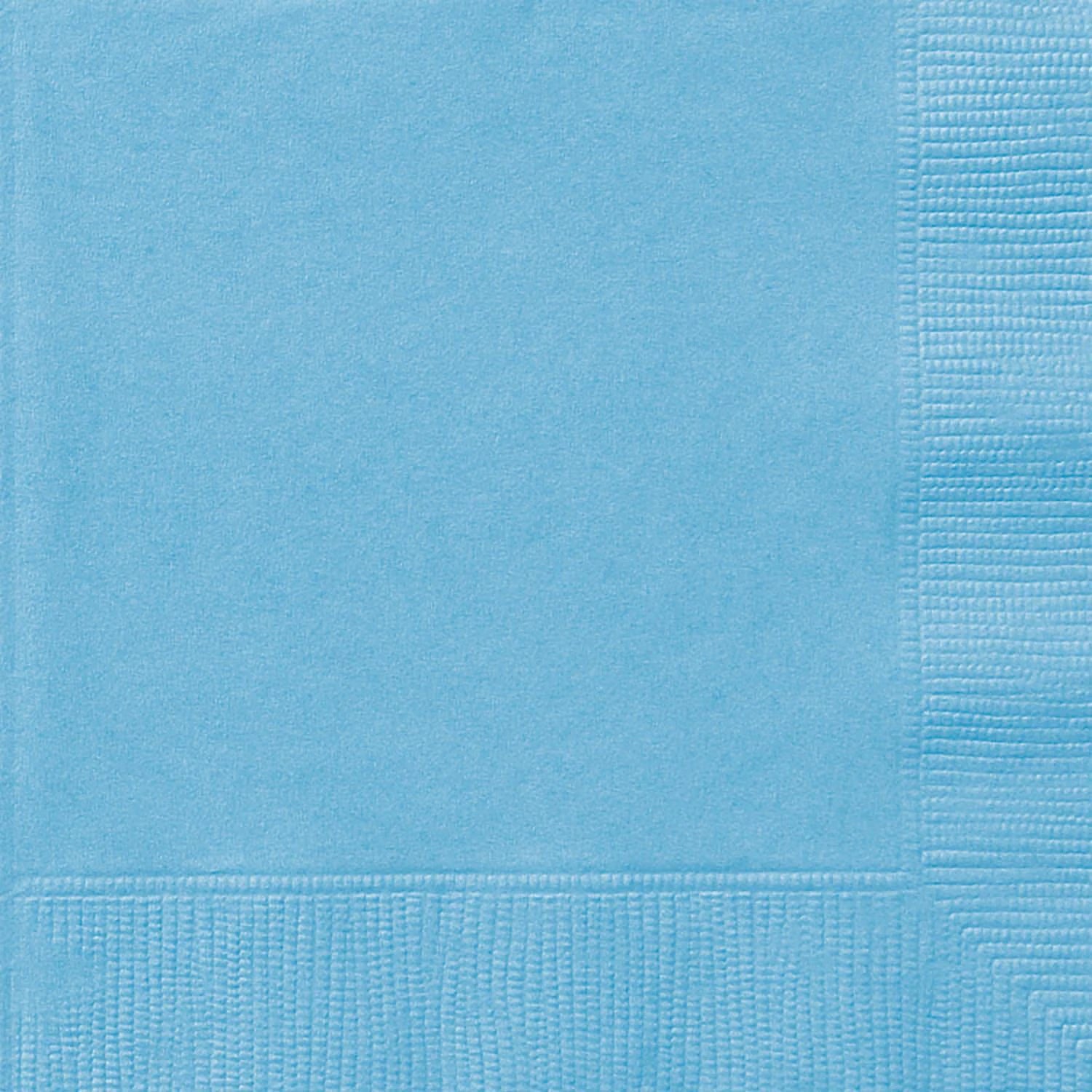 powder blue colour; square shape; textured embossed border; paper material; pack of 20 napkins;