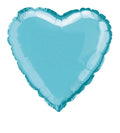 Heart shape; Powder blue colour; Shiny foil material; 18 inch size;