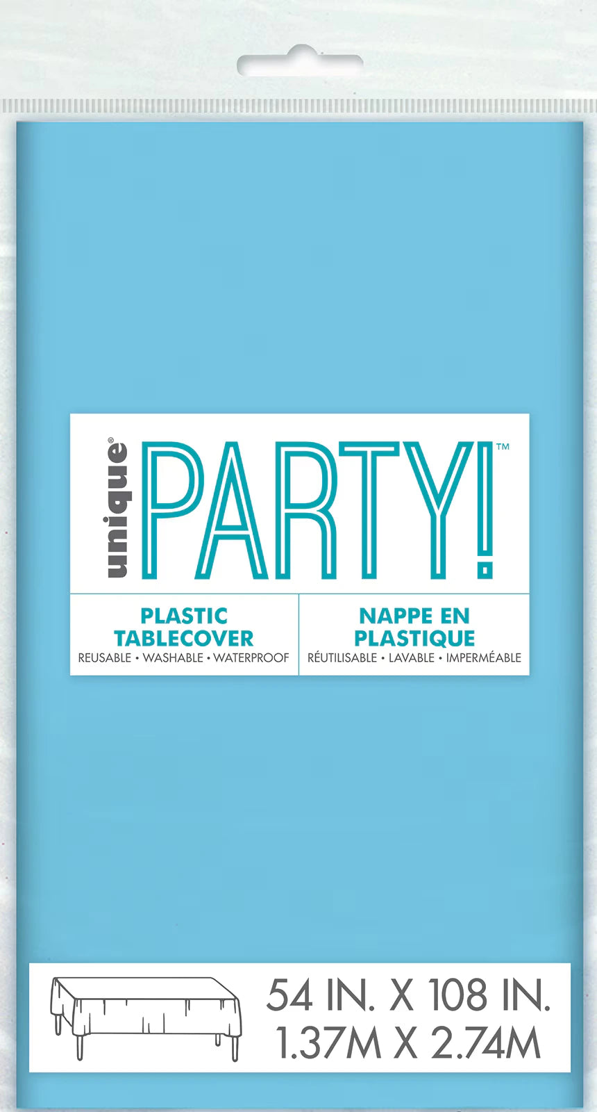 powder blue colour; rectangular shape; plastic material; packaged flat; printed packaging with dimensions;