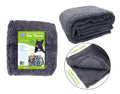 dark grey colour; soft sherpa fleece material; thick and fluffy texture; square 1m x 1m size; double-sided design;