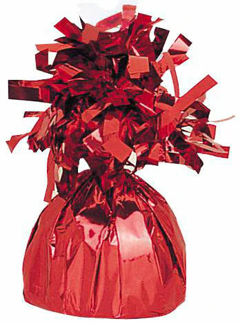 ruby red colour; foil material; crinkled top texture; compact, rounded base shape;
