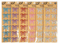 butterfly shaped stickers; rhinestone and pearl design; pack of 12 stickers; available in multiple colours; stickers on brown card backing;