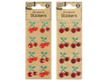 red cherry shapes with rhinestones; green leaf detail above cherries; 8 stickers per pack; each sticker has two cherries connected; packaging shows two different red designs (solid and faceted);