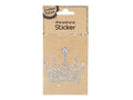 clear rhinestones; crown shape; self-adhesive sticker; brown cardboard backing; small pack size;