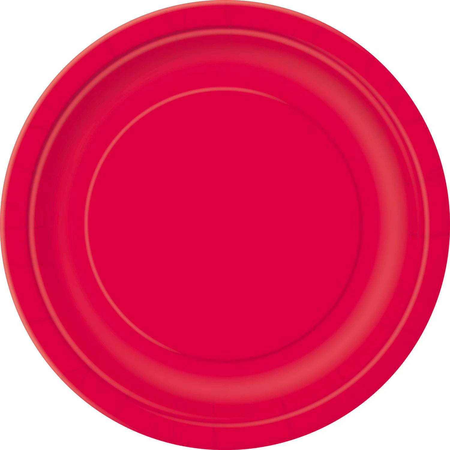 bright ruby red colour; round shape; paper material; 9 inch (23cm) diameter; pack of 8 plates;