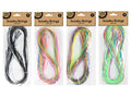 pack contains 25 strings; strings measure 100cm length; multiple colour variations; flexible string material; packaging with cardboard header;