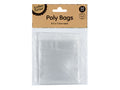 clear plastic material; rectangular shape; 50 bags per pack; kraft paper header packaging; press-to-seal closure;