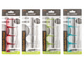 pack of 4 clamps; each clamp in red, clear, green or blue; plastic clamps; packaging with TopChef branding; clamps have spring mechanism;