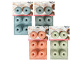 Pastel colours include blue, green, pink, and light grey; Flexible silicone material; Each mould has four mini bundt cake cavities; Bundt shape with fluted design; Product packaged in clear plastic top display;