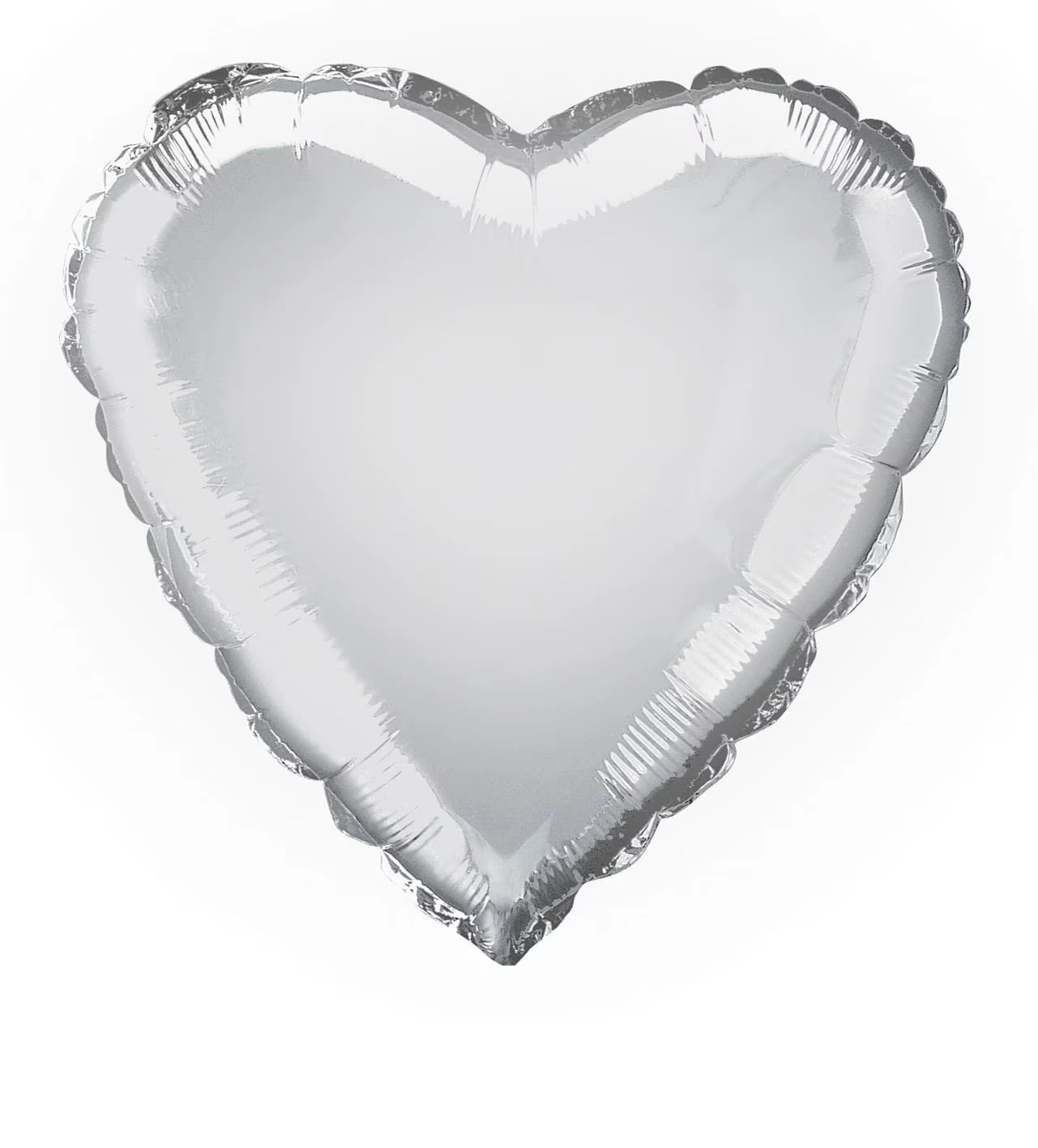 Silver colour; Heart shape; Foil material; Reflective surface; Packaged item;