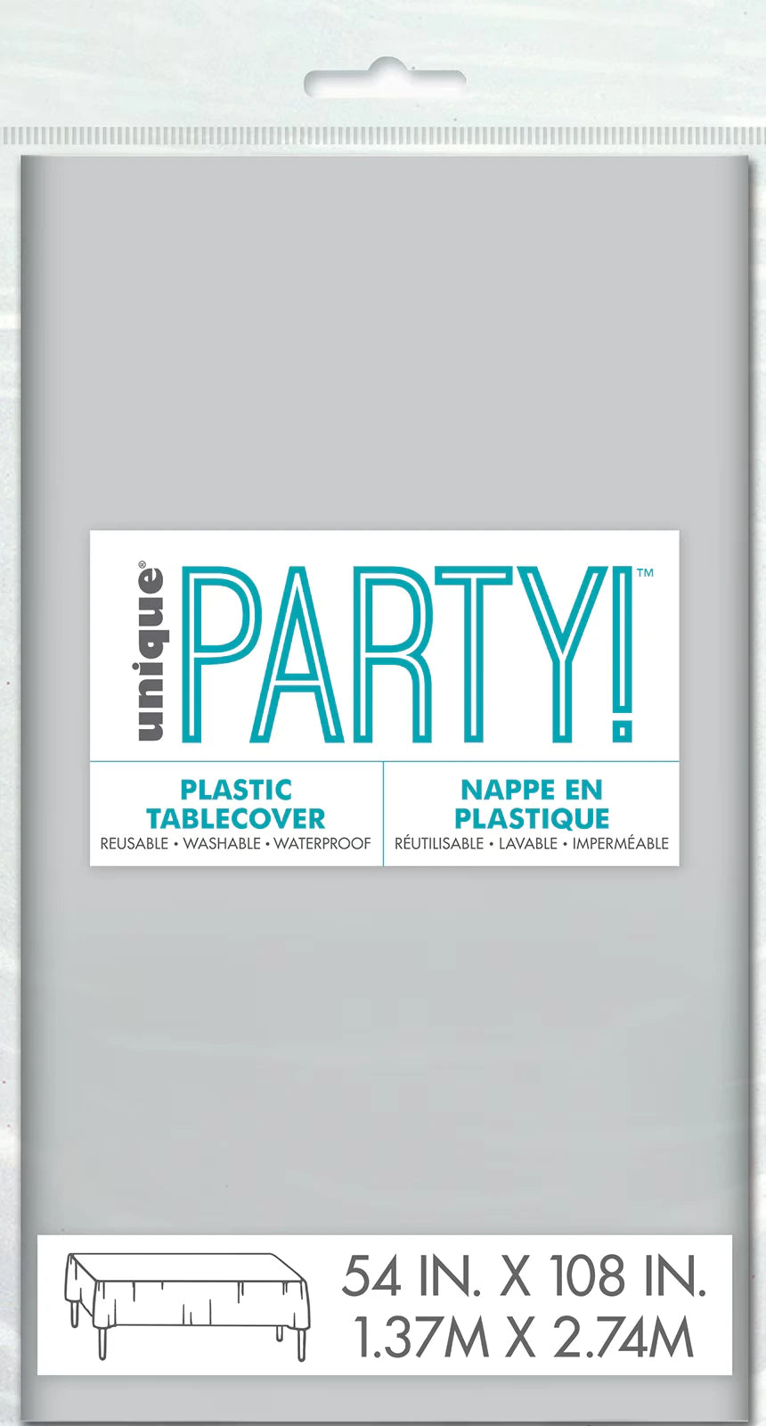silver colour; rectangular shape; plastic material; compact packaging; dimensions printed on packaging;