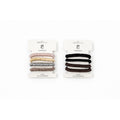Four slim ruched scrunchies per card; Smooth shiny satin-style fabric; Neutral and dark colour options; Packaged on white CONNICE branded backing card;