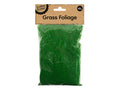 green finely textured grass foliage; 45g clear plastic packaging; brown cardboard header with text; label states 'Grass Foliage';