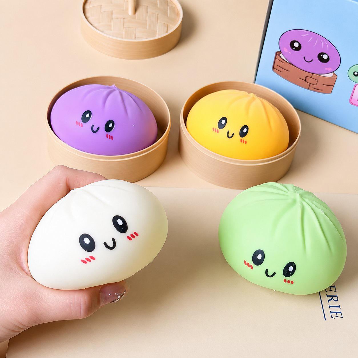 Kawaii Squishy Dumpling Mystery Box – Random Colour Soft Squeeze Stress Relief Toy