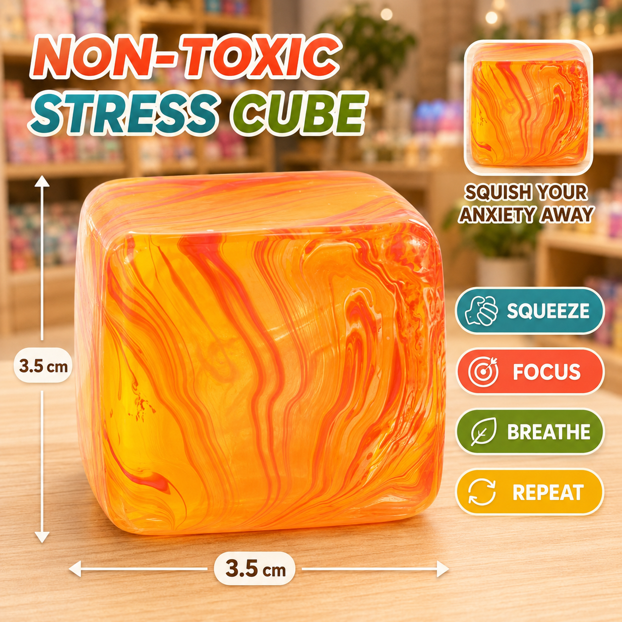 Marble Squishy Stress Cube – Soft Sensory Fidget Toy for Kids & Adults