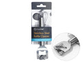 silver stainless steel material; 17cm length; flat, elongated handle; integrated bottle opening mechanism; retail packaging with Topchef branding;
