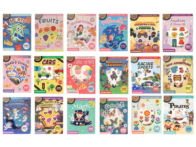 Sticker book with colourful iridescent effect; Contains 15 pages of stickers; Compact rectangular softcover format;