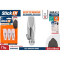 3 white hooks on orange blister pack; hooks have wire loop design; hooks measure approximately 25 x 55mm; packaging shows easy pull-to-remove tab; hooks hold 1kg as printed;
